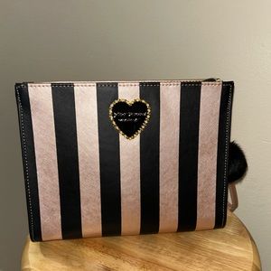 Betsey Johnson Large, Rose Gold and Black Wristlet Clutch